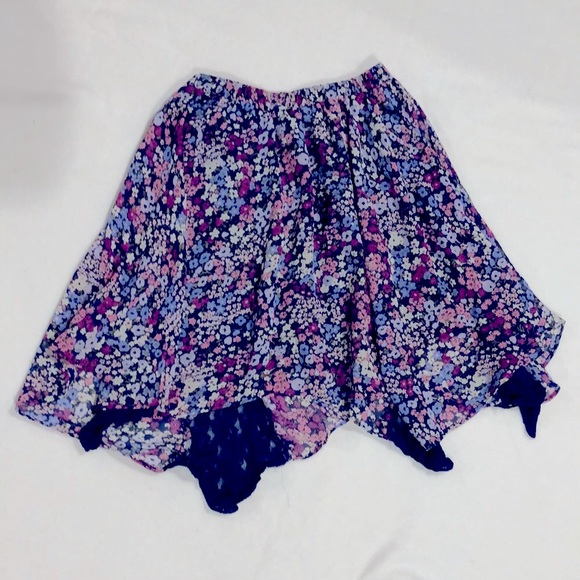 1989 PLACE Floral Purple and Blue Circle Skirt - Picture 1 of 5